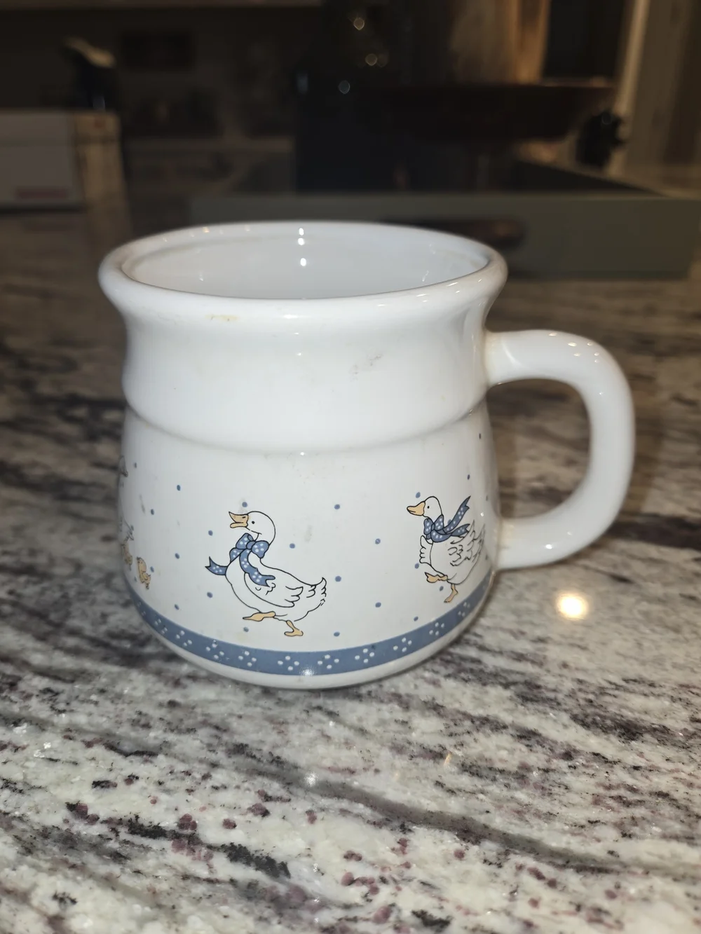 VTG 1980s Country Goose Coffee/ Soup Mug Blue Ribbon Bow Duck  Taiwan Farmhouse